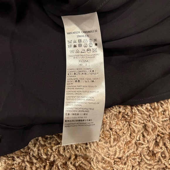 NWT Eleventy Black V Neck Tie Waist Long Sleeve Blouse Top - Picture 12 of 12